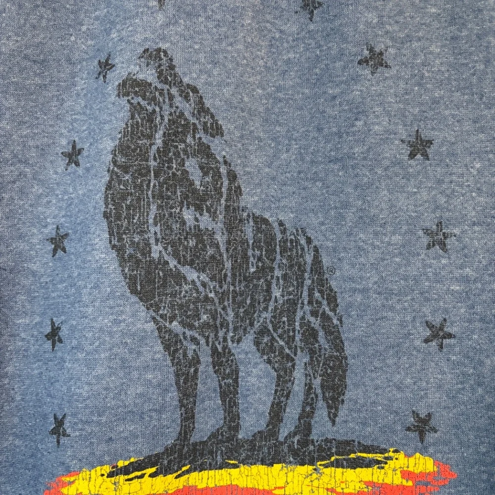 Levi's Sweatshirt Retro Howling Wolf Blue Mens Small Pullover Crew Neck